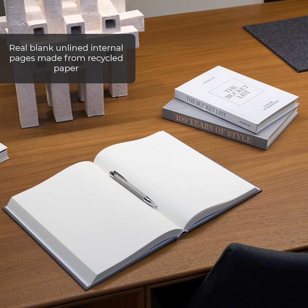 Decorative Coffee Table Books Set of 3 Black & White Design Books with Removable Covers and Real Blank Pages for Modern Home Decor, Shelf Styling and Aesthetic Interiors