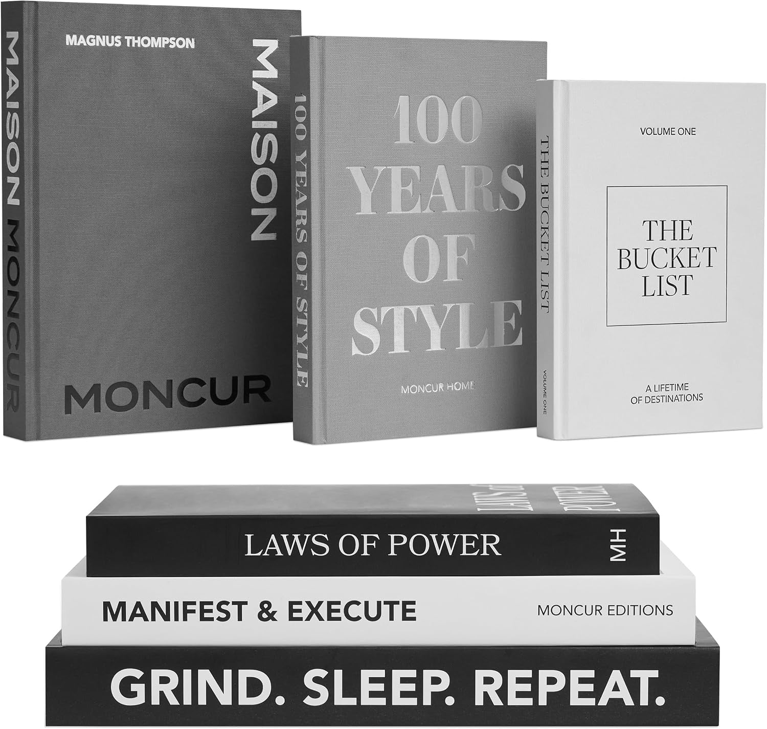 Decorative Coffee Table Books Set of 3 Black & White Design Books with Removable Covers and Real Blank Pages for Modern Home Decor, Shelf Styling and Aesthetic Interiors