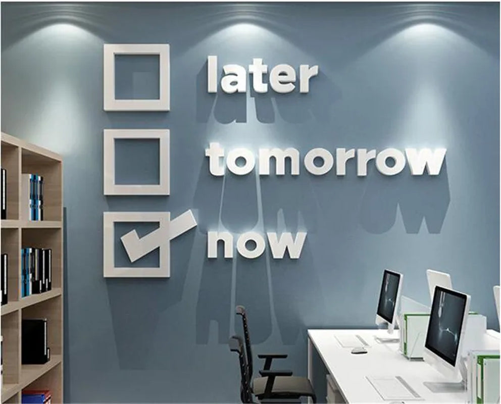 Modern Home English Alphabet Wall Decoration Creative Option Style Wall Decor Stickers Office Motivational Text Wall Sticker 3D