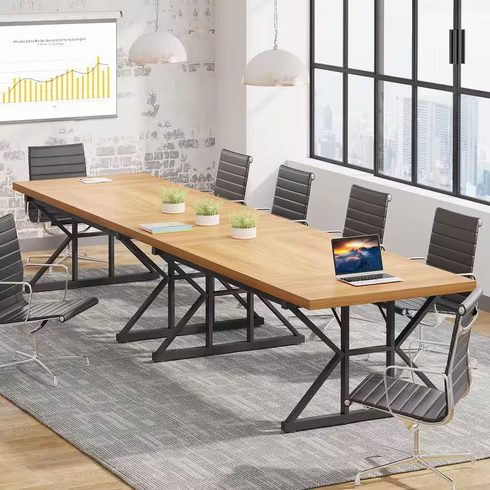 Capen 70.8 In. Rectangular Light Walnut Engineered Wood Executive Desk Computer Desk Conference Table for Home Office