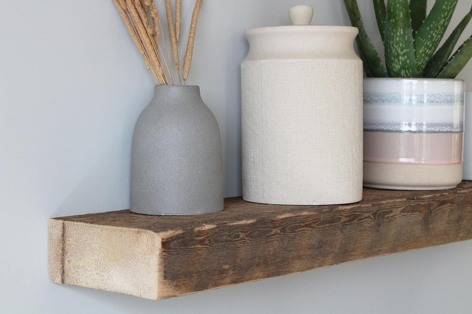Reclaimed Barnwood Planks | Floating Shelves for Wall W/Flush Mount Shelf Bracket Set Included | Set of 2 (Natural, 48" X 4.5" X 2")