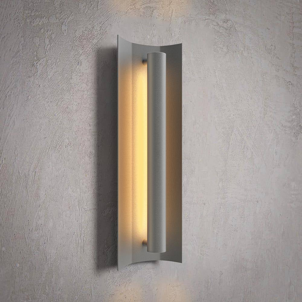 Gray Unique Outdoor Decorators 20 In. Lantern Sconce Integrated LED Hardwired Fixture Geometric Design Waterproof