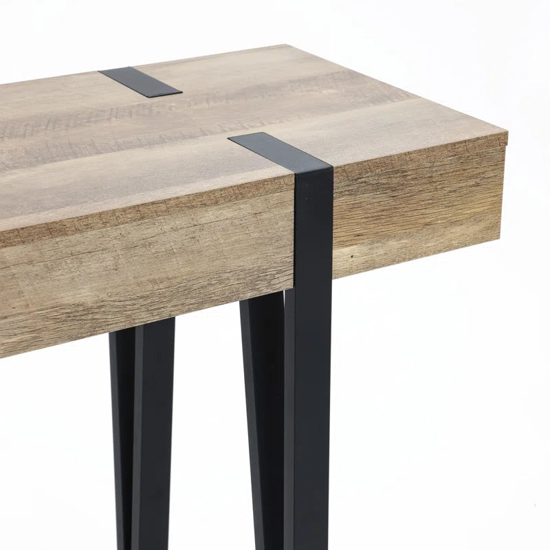 Teni 47.4'' Modern Console Table with Black Metal Legs