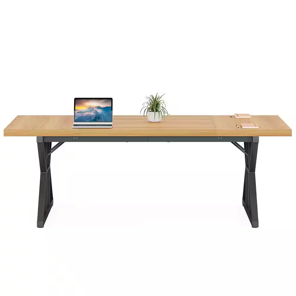 Capen 70.8 In. Rectangular Light Walnut Engineered Wood Executive Desk Computer Desk Conference Table for Home Office