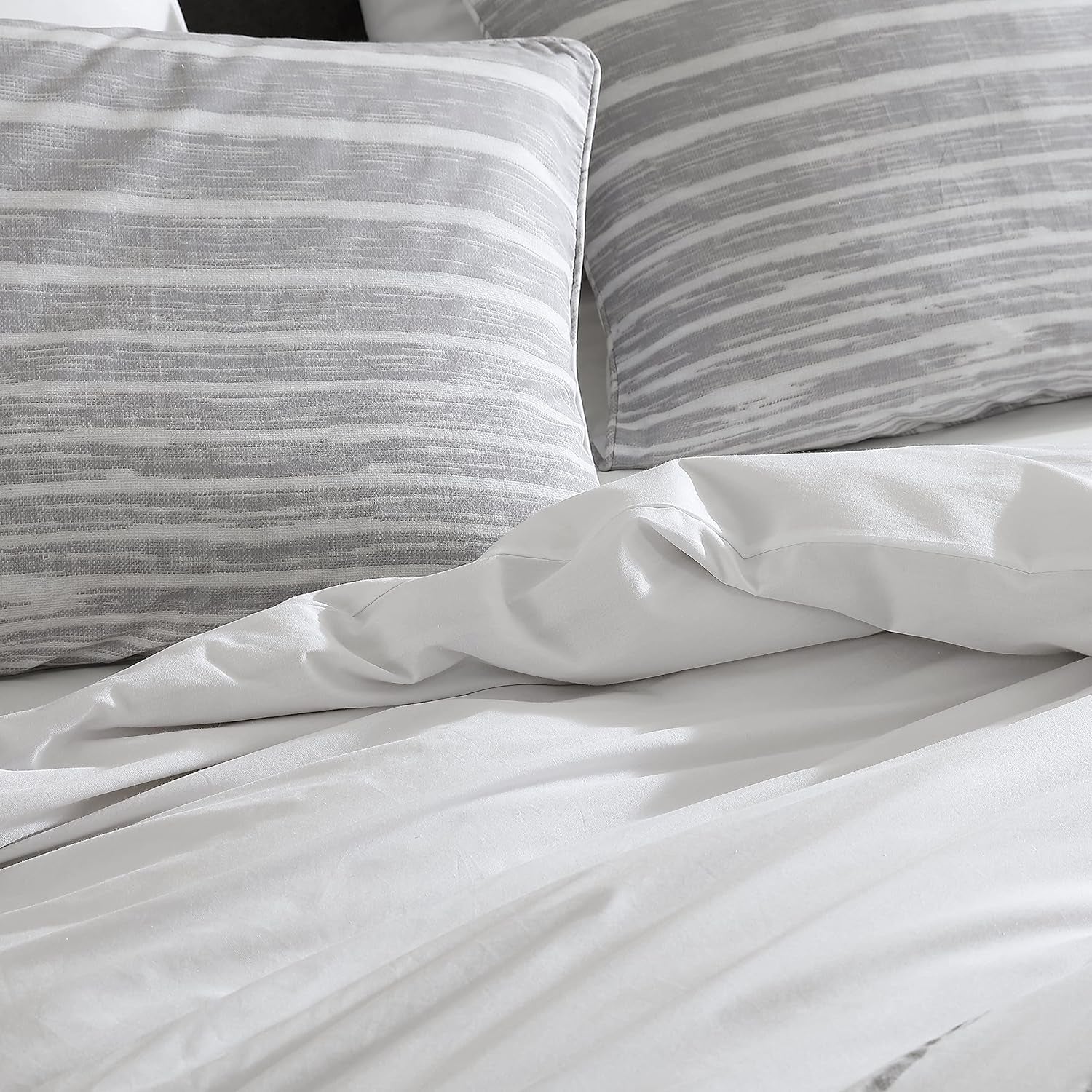 Kenneth Cole New York - King Duvet Cover Set, Reversible Cotton Bedding with Matching Shams, Modern Home Decor (Abstract Stripe Grey, King)
