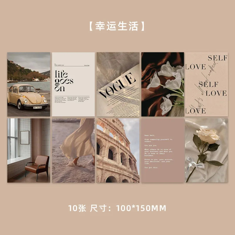 New ​Ins French Minimalist Art Postcard 10 Modern Home Background Wall Decorative Card Creative Message Photo Props 10 Sheets