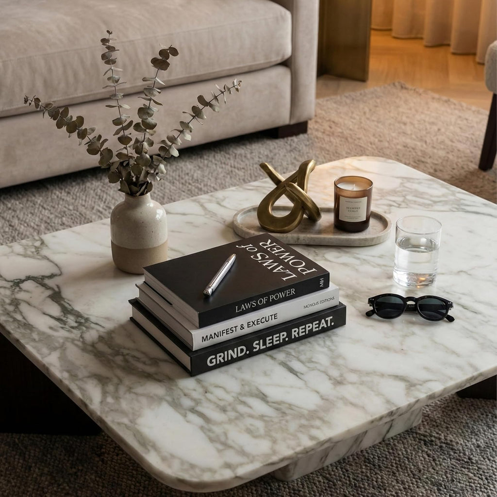 Decorative Coffee Table Books Set of 3 Black & White Design Books with Removable Covers and Real Blank Pages for Modern Home Decor, Shelf Styling and Aesthetic Interiors