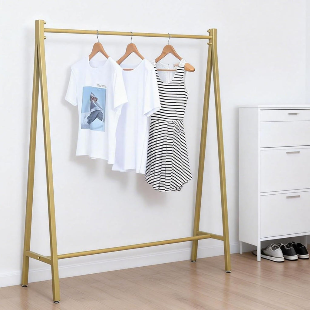 Urban Iron Clothing Racks, 59In, Commercial Clothes Racks for Hanging Clothes, Modern Metal Garment Rack, Retail Display Rack Standing Clothes Rack(Gold)