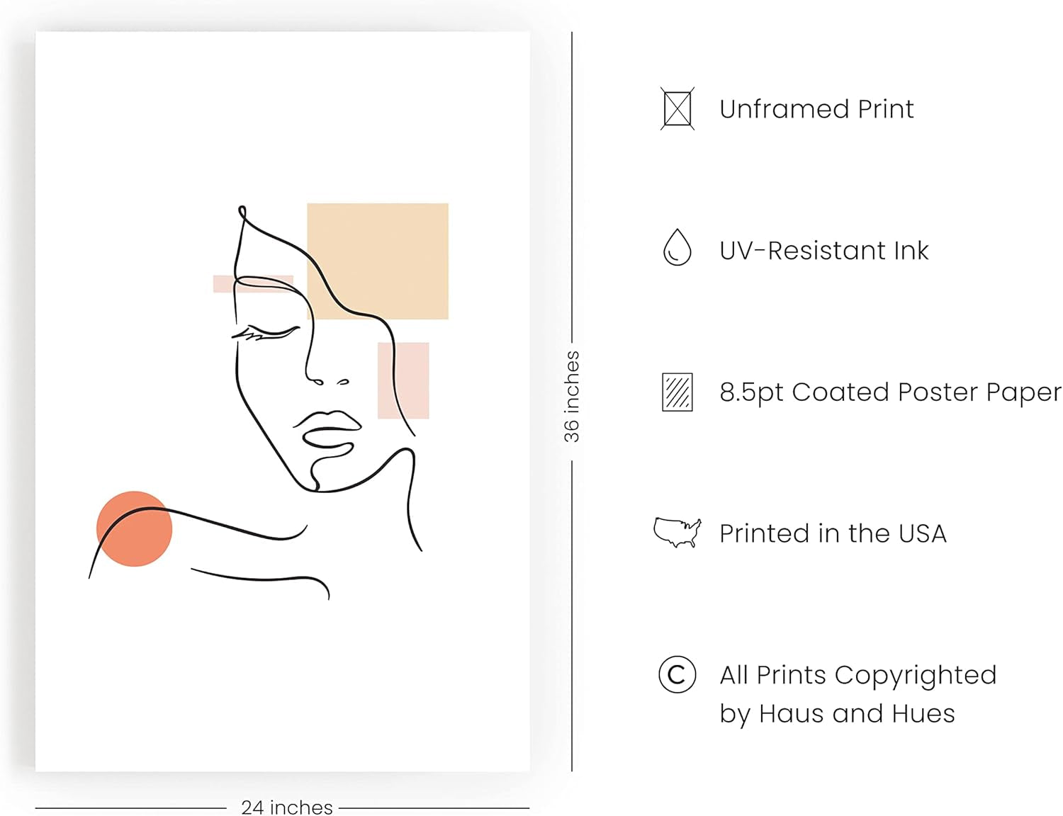 Minimalist Line Art Poster - Abstract Woman Sketch, Minimalist Wall Art, Modern Home Decor (Unframed, 24"X36")