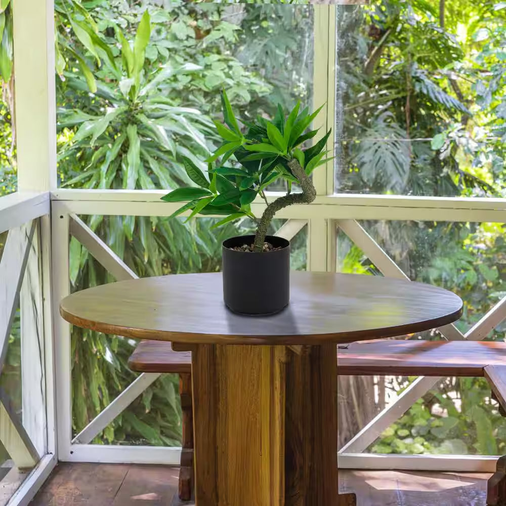 10 In. Green Artificial Plants in Black Pot for Desk Modern Home Decor