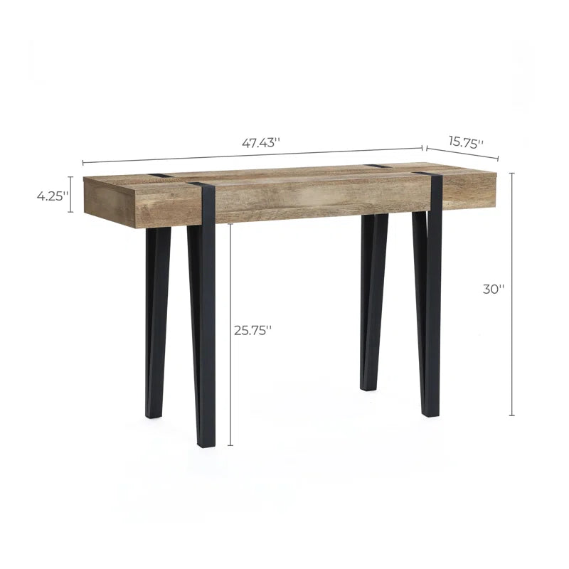 Teni 47.4'' Modern Console Table with Black Metal Legs