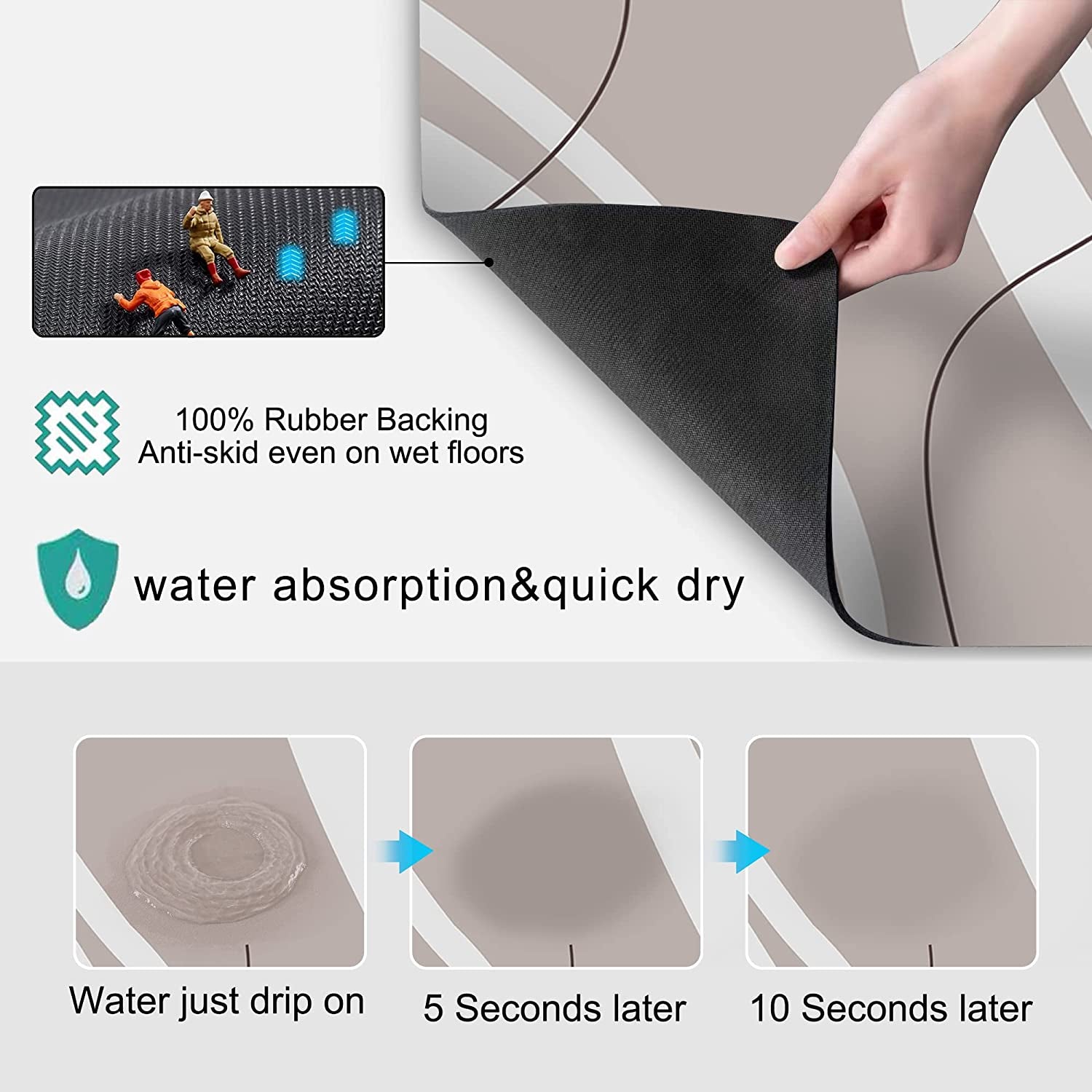 Bar Counter Protector Absorbent Coffee Maker Spill Rug, Heat Resistant Tamping Mat Protects against Spills, Water Proof Kitchen Decor, Use as Cup Mat