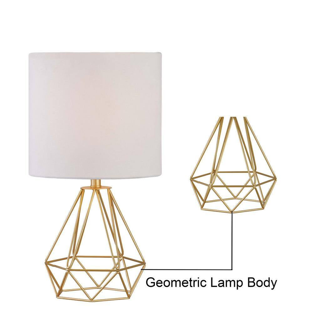 Detroit 18.75 In. Gold Modern Metal Bedroom Living Room Bedside Desk Nightstand Table Lamps (Set of 2)