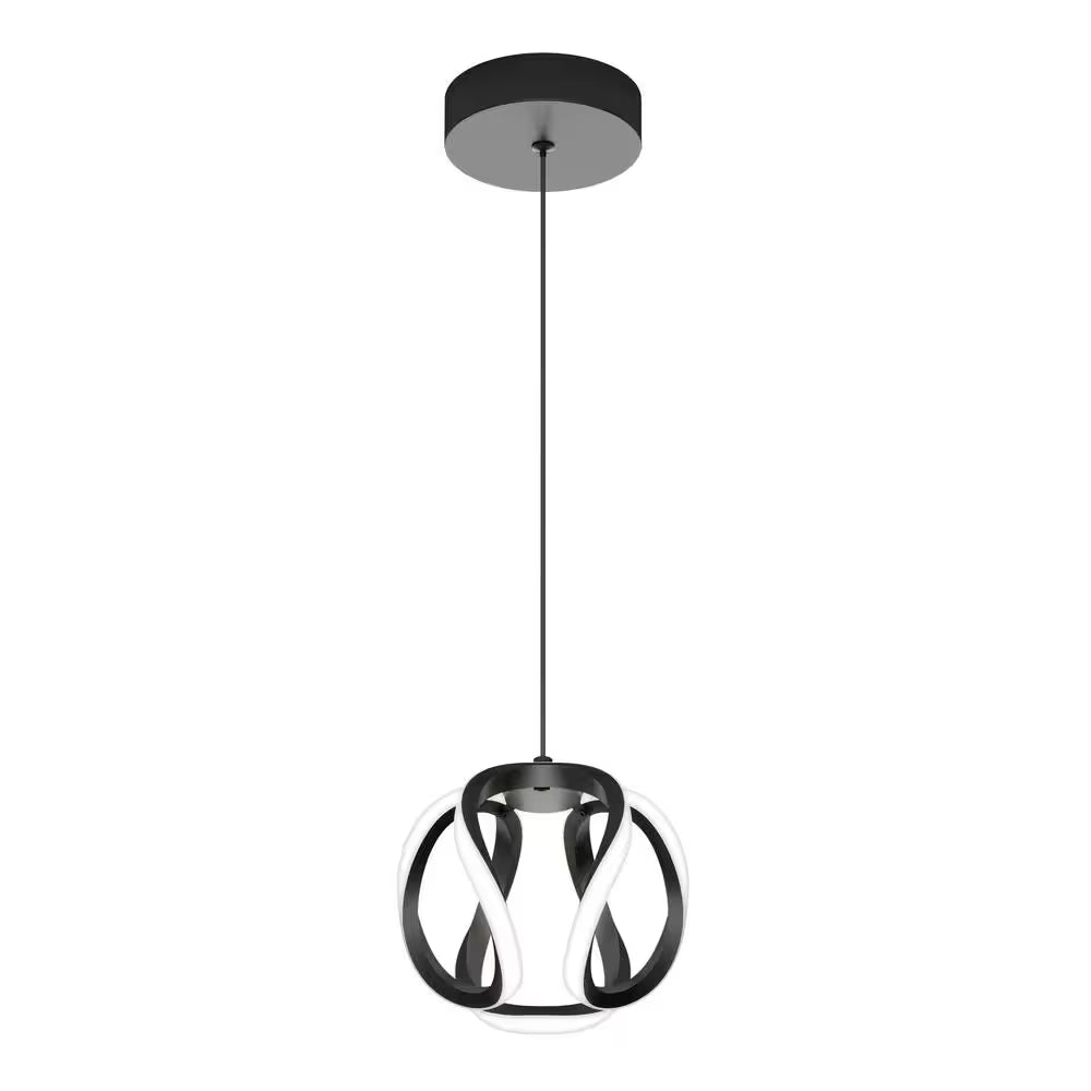 Vivaldi 16-Watt Modern Matte Black 3CCT Integrated LED Hanging Mini Pendant Light Fixture for Kitchen Island