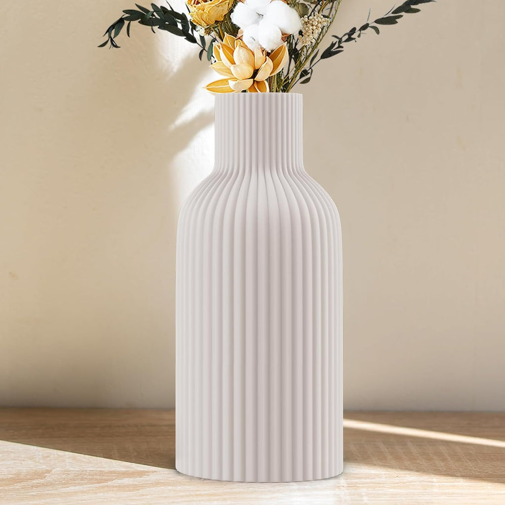 Matte White Ceramic Flower Vase for Modern Home Decor and Centerpieces