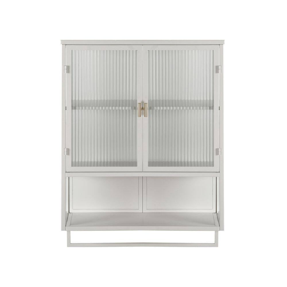 23.62 In. W X 27.56 In. H Rectangular White Metal Surface Mount Medicine Cabinet without Mirror, with Towel Rack