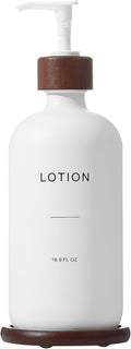 Soap Dispenser Bathroom, Refillable Lotion Dispenser with Tray, Glass Lotion Bottle with Pump, Suitable for Bathroom Countertop Soap Dispensers, Modern Home Decor. (White)