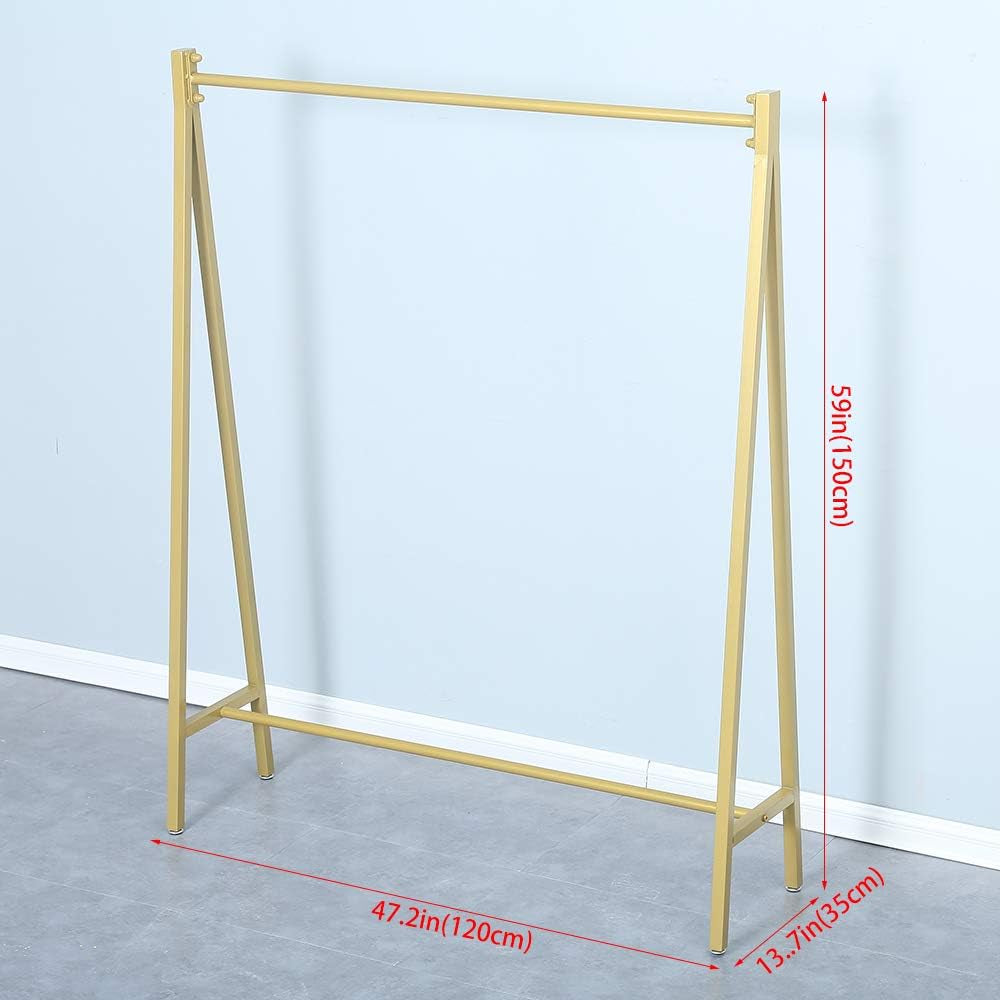 Urban Iron Clothing Racks, 59In, Commercial Clothes Racks for Hanging Clothes, Modern Metal Garment Rack, Retail Display Rack Standing Clothes Rack(Gold)