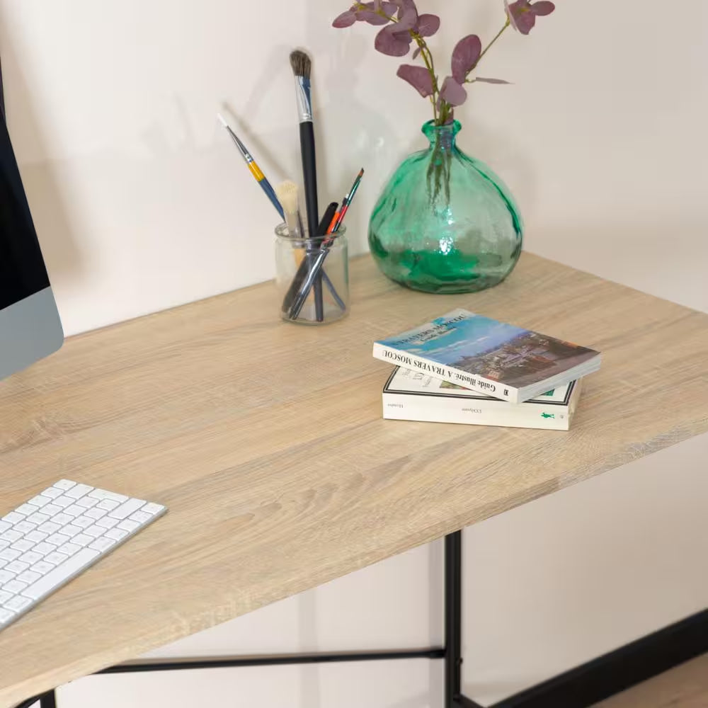 Amelia 48 In. Rectangular Oak Medium Density Fiberboard (MDF) Desk with Foot Railing