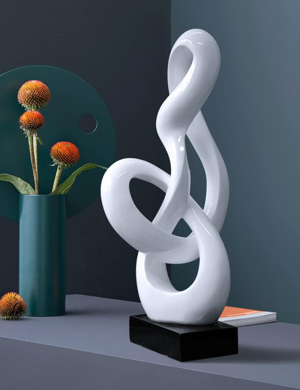 Modern Home Decor Treble Clef Sculpture Piano Gift Art Music Statue for Bookshelf Desktop Office Table White 23 Inch
