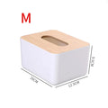 Plastic Tissue Box Wooden Lid Square Napkin Holder Container Wet Tissue Paper Dispenser Case Modern Home Car Organizer