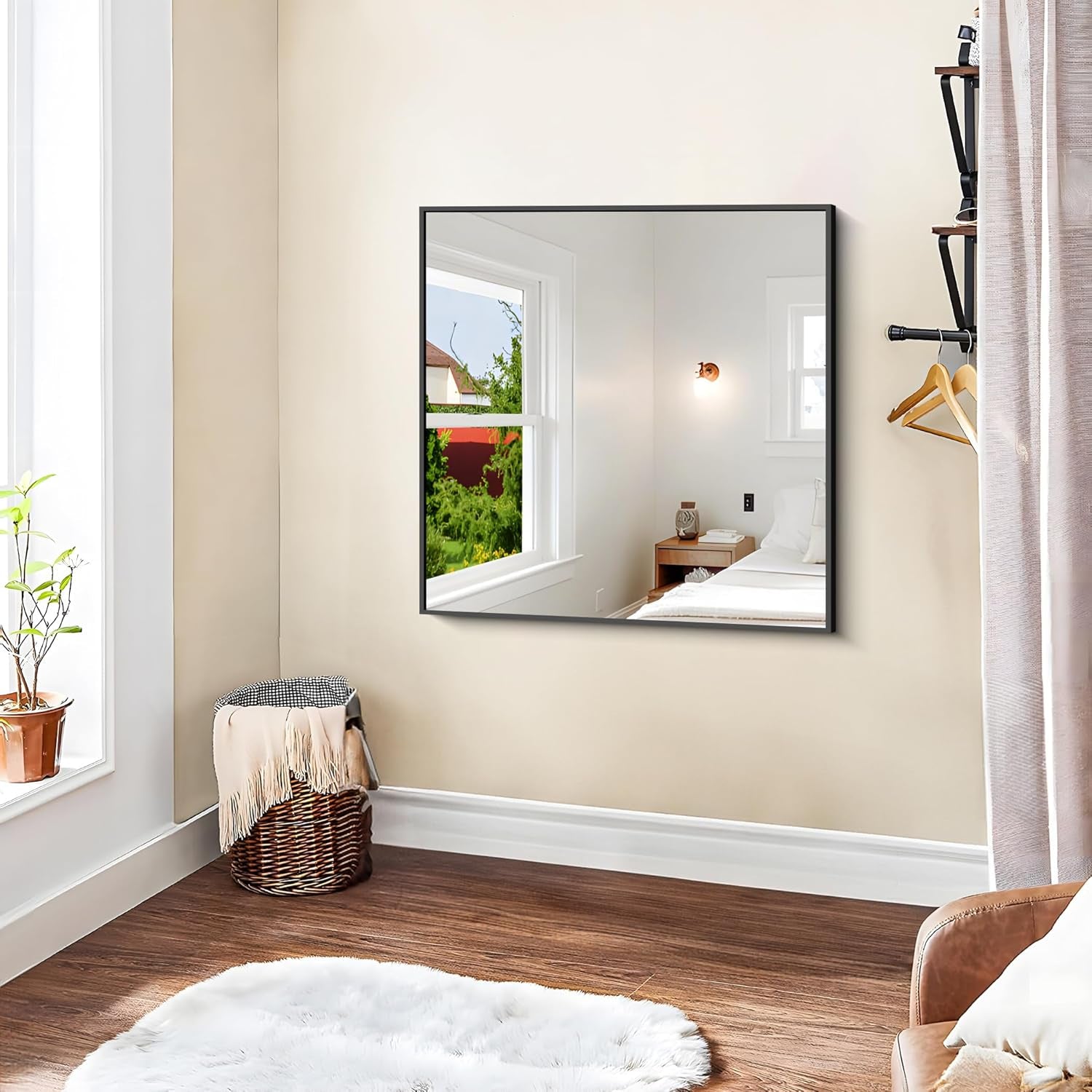 Bathroom Mirror,30X30 Square Black Mirror with Aluminum Metal Frame,Black Vanity Wall Mirror Modern Home Decor for Bathroom, Living Room, Farmhouse and Entryway