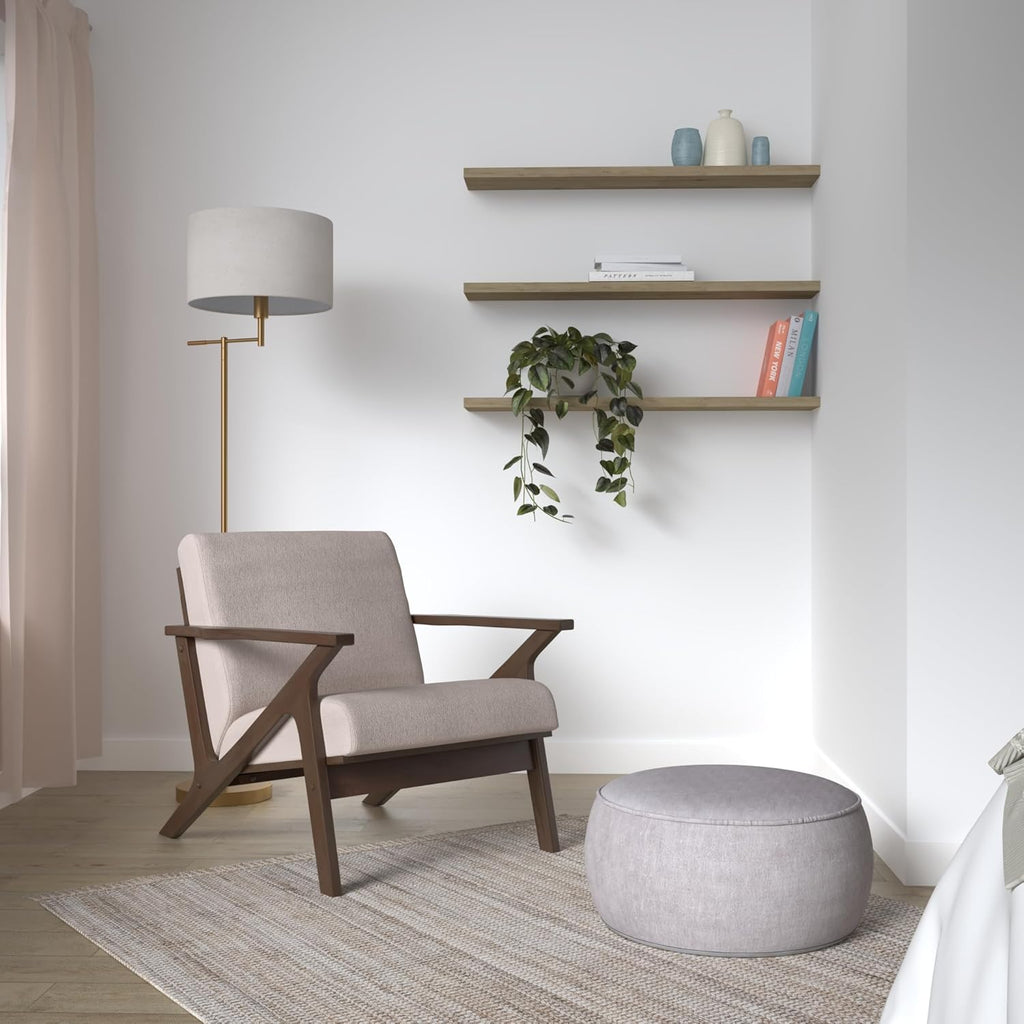 Zola Mid Century Modern Accent Chair Arm Chair: the Perfect Reading, Living Room, and Bedroom Chairs for Modern Home Furniture Use! Solid Wood Frame, Beige/Walnut