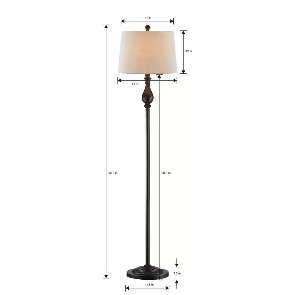 Chicago 62 .5 In. Black Traditional Dimmable 1 Light Metal Living Room Reading Standing up Standard Floor Lamp