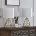Detroit 18.75 In. Gold Modern Metal Bedroom Living Room Bedside Desk Nightstand Table Lamps (Set of 2)