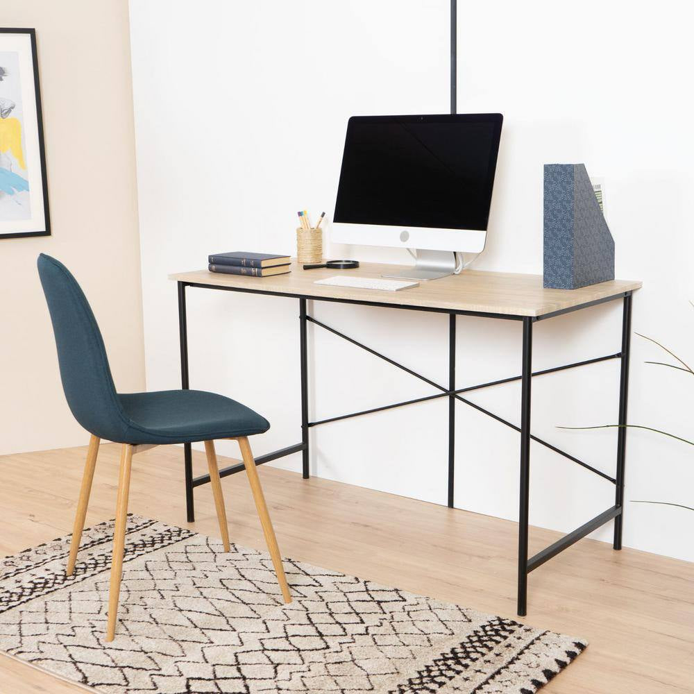 Amelia 48 In. Rectangular Oak Medium Density Fiberboard (MDF) Desk with Foot Railing