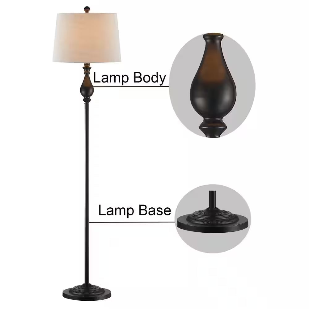 Chicago 62 .5 In. Black Traditional Dimmable 1 Light Metal Living Room Reading Standing up Standard Floor Lamp