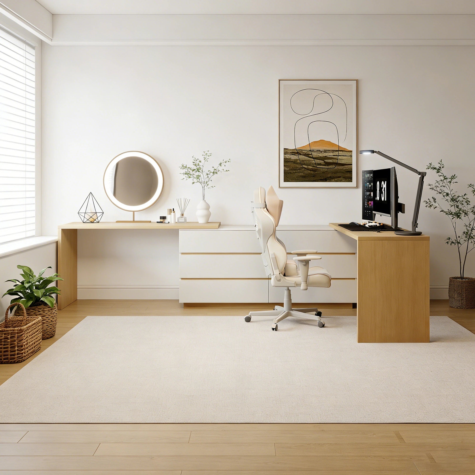 144 Inch Modern Home Office Expandable Dresser Desk with 6 Drawers for 2 Person