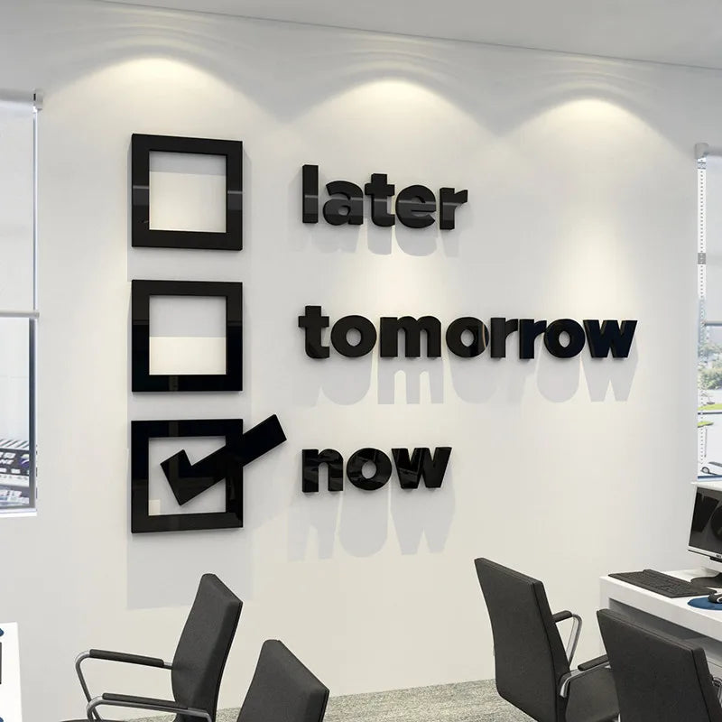 Modern Home English Alphabet Wall Decoration Creative Option Style Wall Decor Stickers Office Motivational Text Wall Sticker 3D