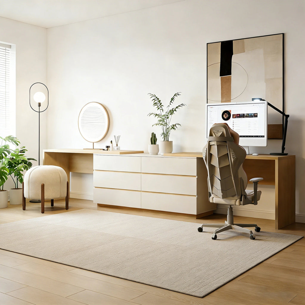144 Inch Modern Home Office Expandable Dresser Desk with 6 Drawers for 2 Person