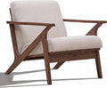 Zola Mid Century Modern Accent Chair Arm Chair: the Perfect Reading, Living Room, and Bedroom Chairs for Modern Home Furniture Use! Solid Wood Frame, Beige/Walnut