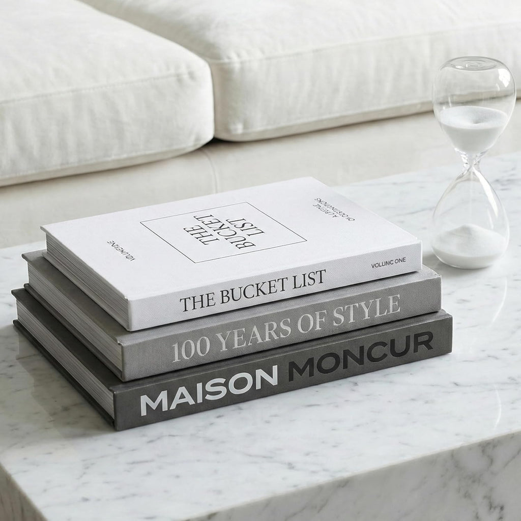Decorative Coffee Table Books Set of 3 Black & White Design Books with Removable Covers and Real Blank Pages for Modern Home Decor, Shelf Styling and Aesthetic Interiors
