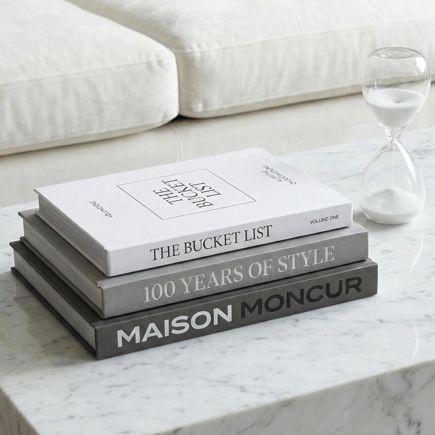 Decorative Coffee Table Books Set of 3 Black & White Design Books with Removable Covers and Real Blank Pages for Modern Home Decor, Shelf Styling and Aesthetic Interiors