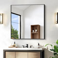 Bathroom Mirror,30X30 Square Black Mirror with Aluminum Metal Frame,Black Vanity Wall Mirror Modern Home Decor for Bathroom, Living Room, Farmhouse and Entryway