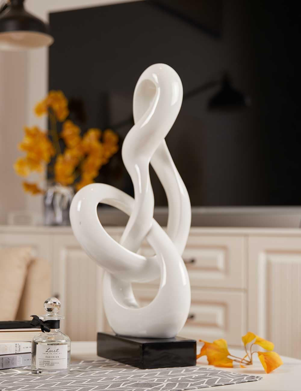 Modern Home Decor Treble Clef Sculpture Piano Gift Art Music Statue for Bookshelf Desktop Office Table White 23 Inch