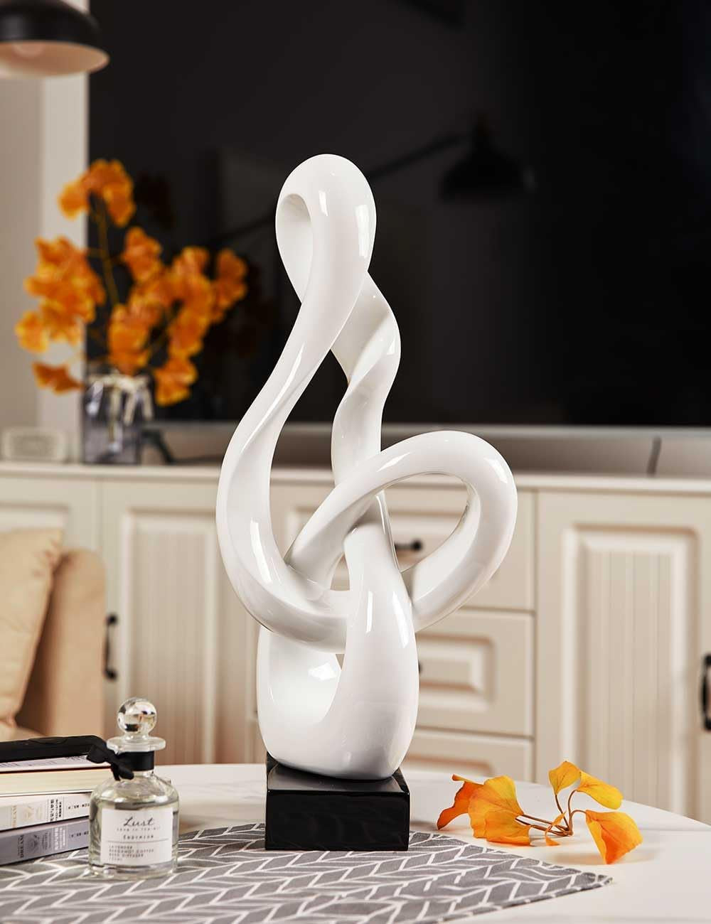 Modern Home Decor Treble Clef Sculpture Piano Gift Art Music Statue for Bookshelf Desktop Office Table White 23 Inch