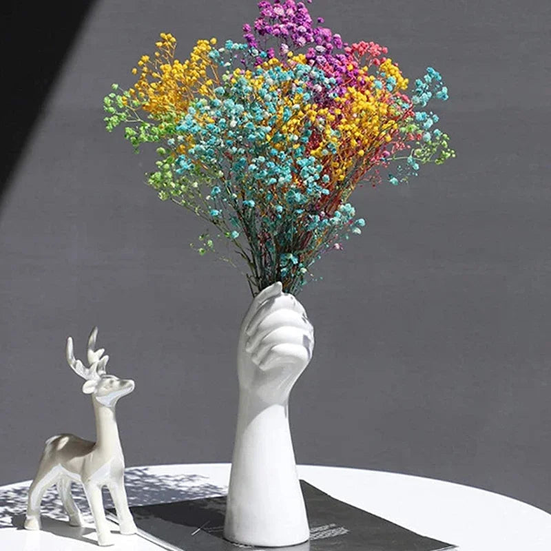 Ceramic Hand Vase Nordic Style Ceramics Vase Creative Plant Flower Vase Modern Home Office Decor Creative Floral Composition