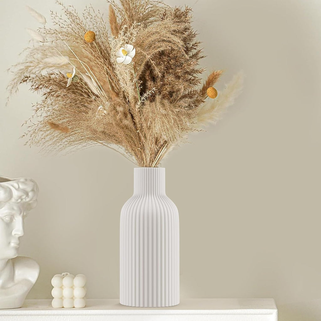Matte White Ceramic Flower Vase for Modern Home Decor and Centerpieces