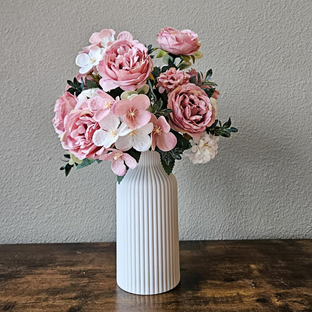 Matte White Ceramic Flower Vase for Modern Home Decor and Centerpieces