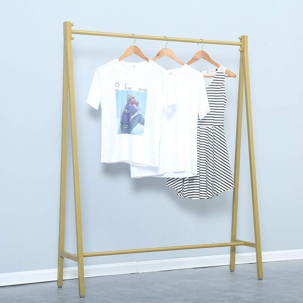 Urban Iron Clothing Racks, 59In, Commercial Clothes Racks for Hanging Clothes, Modern Metal Garment Rack, Retail Display Rack Standing Clothes Rack(Gold)