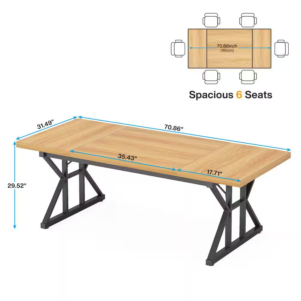 Capen 70.8 In. Rectangular Light Walnut Engineered Wood Executive Desk Computer Desk Conference Table for Home Office
