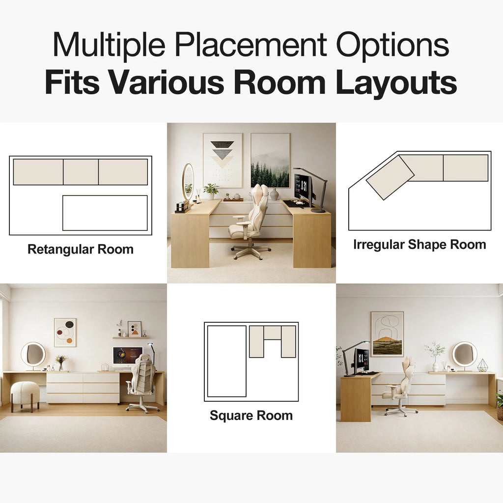 144 Inch Modern Home Office Expandable Dresser Desk with 6 Drawers for 2 Person