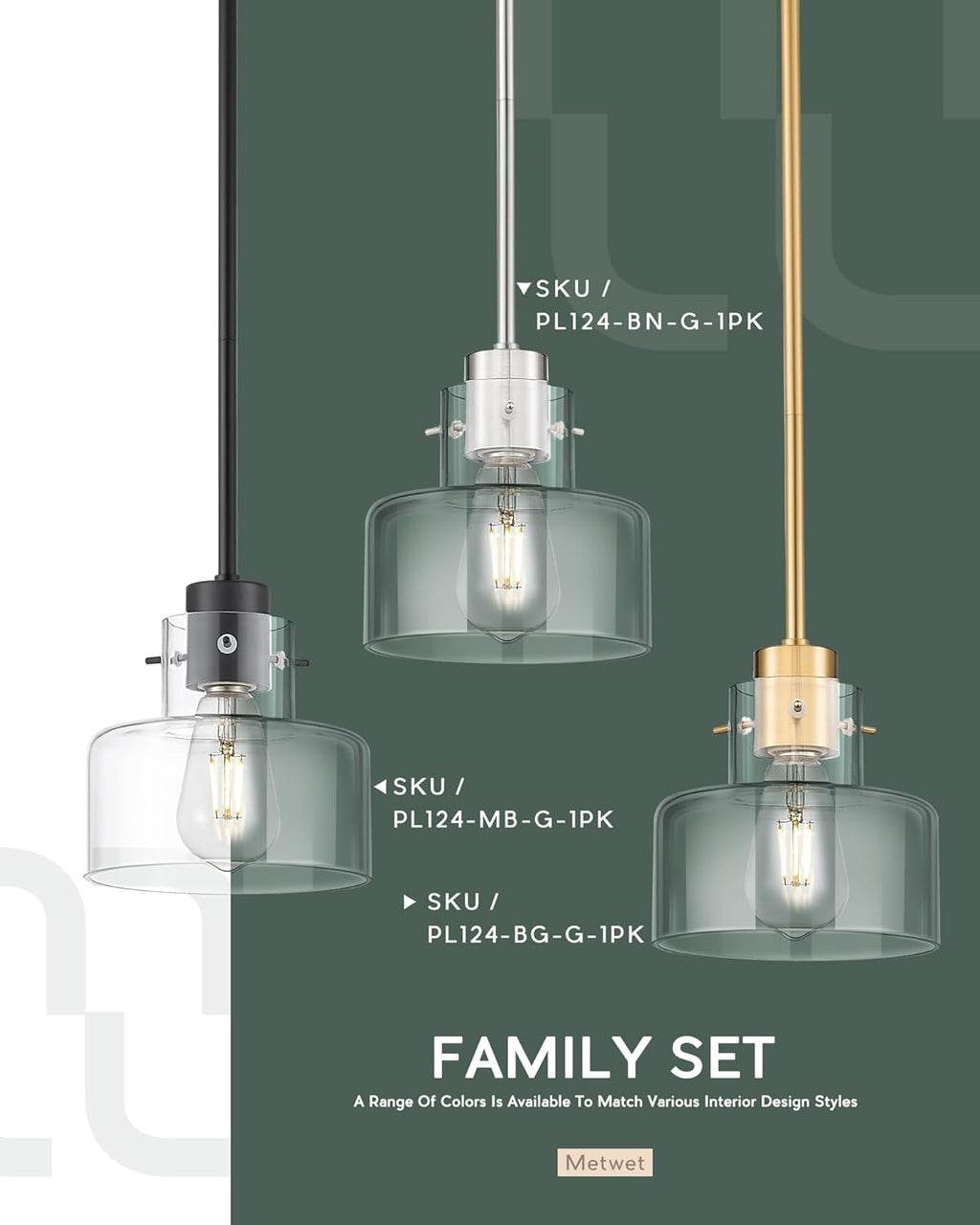 2 Pack Pendant Lights Kitchen Island, 6" Brushed Nickel Pendant Light Fixtures over Island with Clear Glass Shade, Modern Kitchen Island Lighting for Dining Room Entryway, PL124-BN-G-2PK