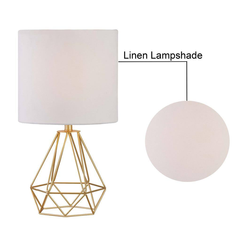 Detroit 18.75 In. Gold Modern Metal Bedroom Living Room Bedside Desk Nightstand Table Lamps (Set of 2)