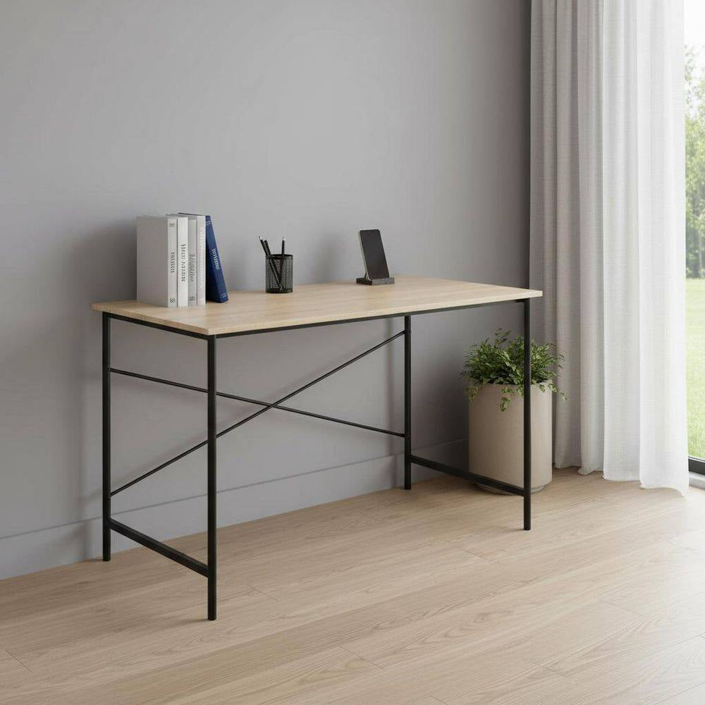 Amelia 48 In. Rectangular Oak Medium Density Fiberboard (MDF) Desk with Foot Railing