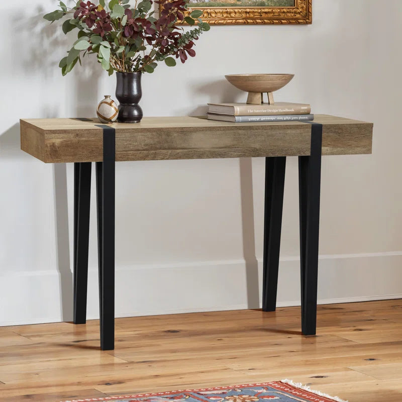 Teni 47.4'' Modern Console Table with Black Metal Legs